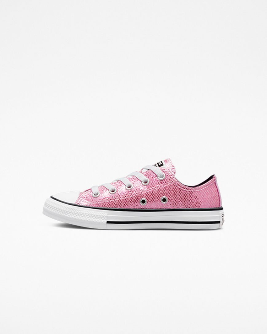 Girls' Converse Chuck Taylor All Star Glitter Low Top Shoes Pink / Black | AU 9103EG